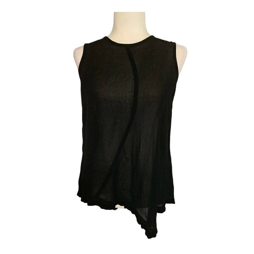 wilt womens solid black Crew Neck sheer tank top blouse xs
